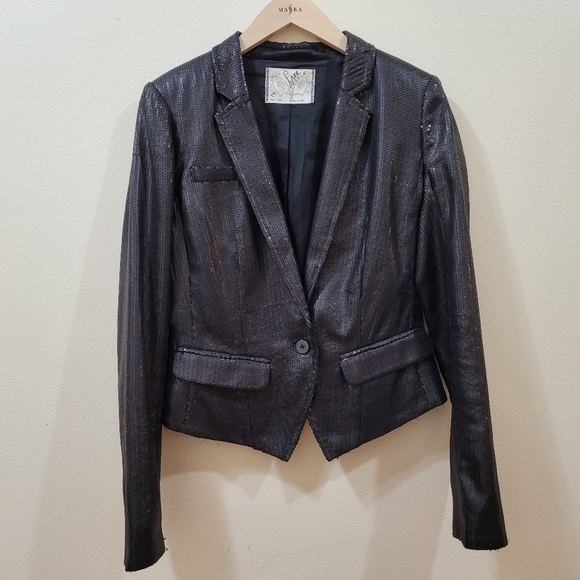 Free people sequin embellished blazer sz 2 - Picture 4 of 9